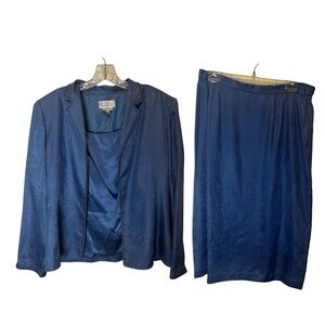 Blue Purple Three‑Piece Adrianna Papell Silk Outfit LS Suit Size 16 New Tags